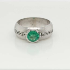 One of a kind, 14K Emerald & Diamond Ring