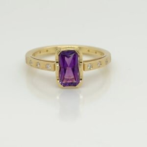 One of a Kind, 18K Amethyst and Diamond Ring