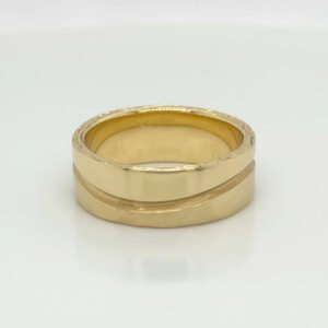 One of a Kind, 18K Curved Groove Natural Edge Band