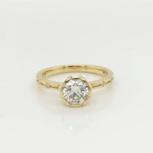 One of a Kind 18K Diamond Scalloped Bezel Ring