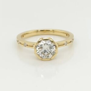 One of a Kind 18K Diamond Scalloped Bezel Ring