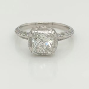 One of a Kind, Platinum Princess Cut Diamond Halo Ring
