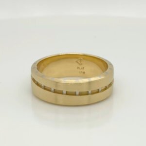 18K Band with Platinum Bar Accents