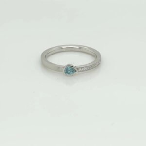 Platinum Blue Diamond Dainty Band