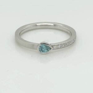 Platinum Blue Diamond Dainty Band