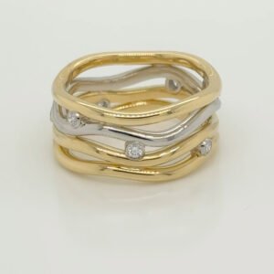 18K & Platinum Wavy Diamond Band