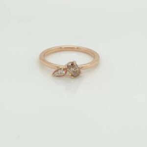 14K Dainty Champagne Diamond Ring