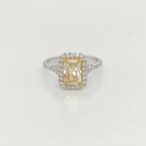 18K Radiant Yellow Diamond Halo Ring