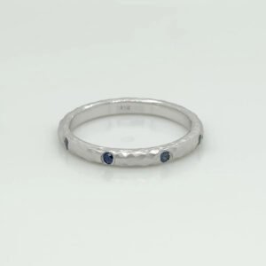 14K Sapphire Hammered and Brushed Band