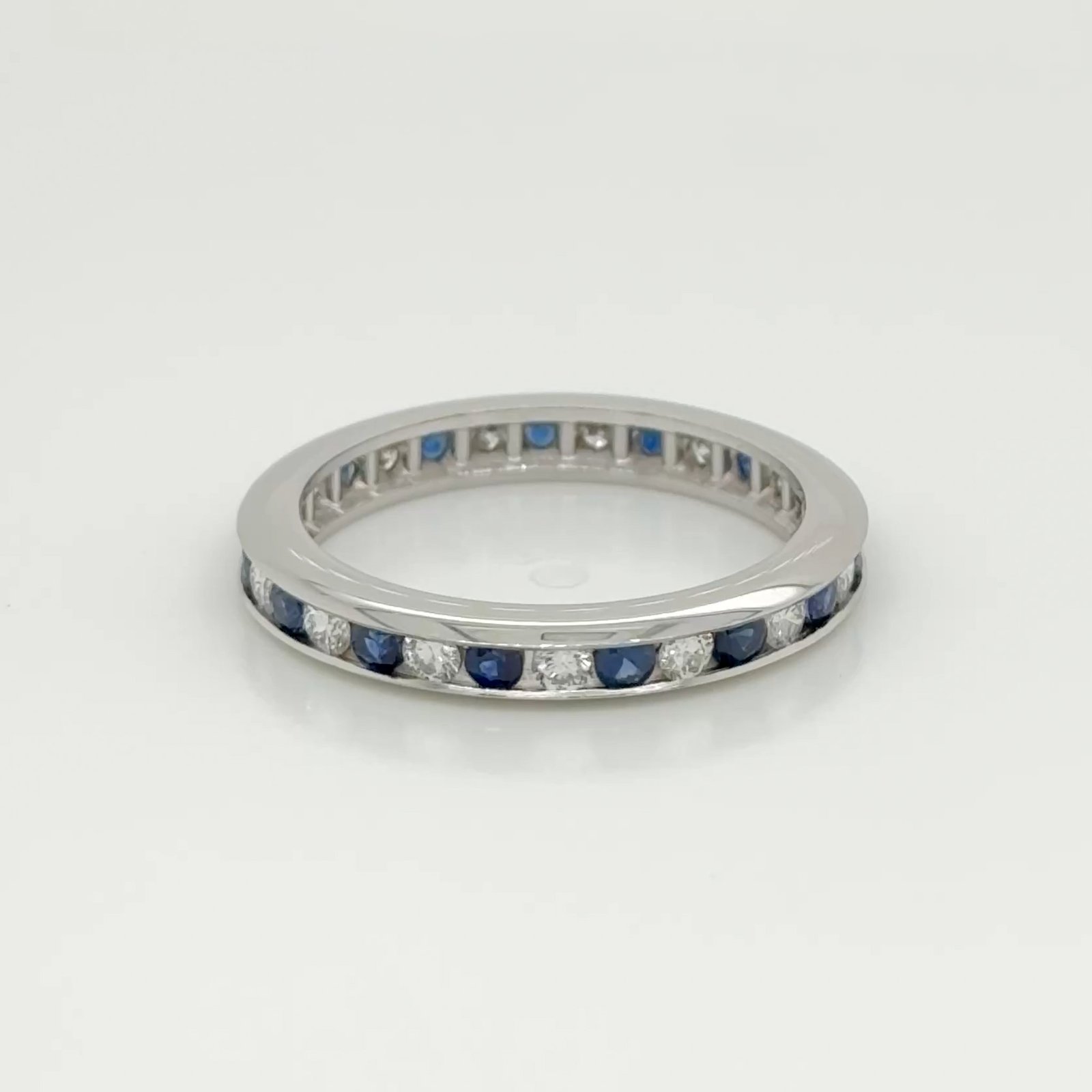 Platinum Sapphire & Diamond Channel Set Eternity Band