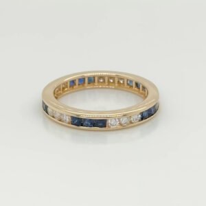 14K Sapphire & Diamond Channel Set Eternity Band