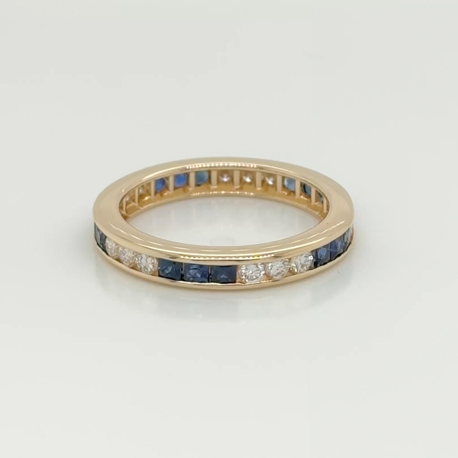 14K Sapphire & Diamond Channel Set Eternity Band
