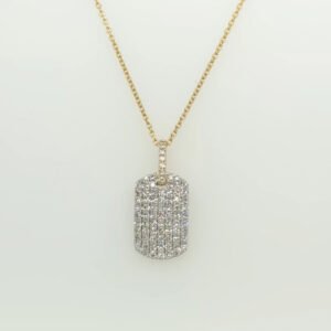 14K Pavé Diamond Dog Tag Pendant