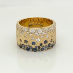 18K Extra-wide Sapphire & Diamond Confetti Band