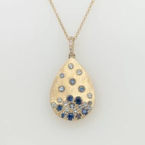 14K Sapphire Pear Shaped Confetti Pendant