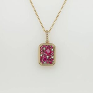 14K Pavé Ruby Dog Tag Pendant