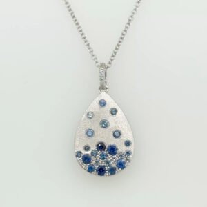 14K Sapphire Pear Shaped Confetti Pendant