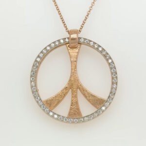 One of a Kind, 14K Diamond Peace Sign Pendant