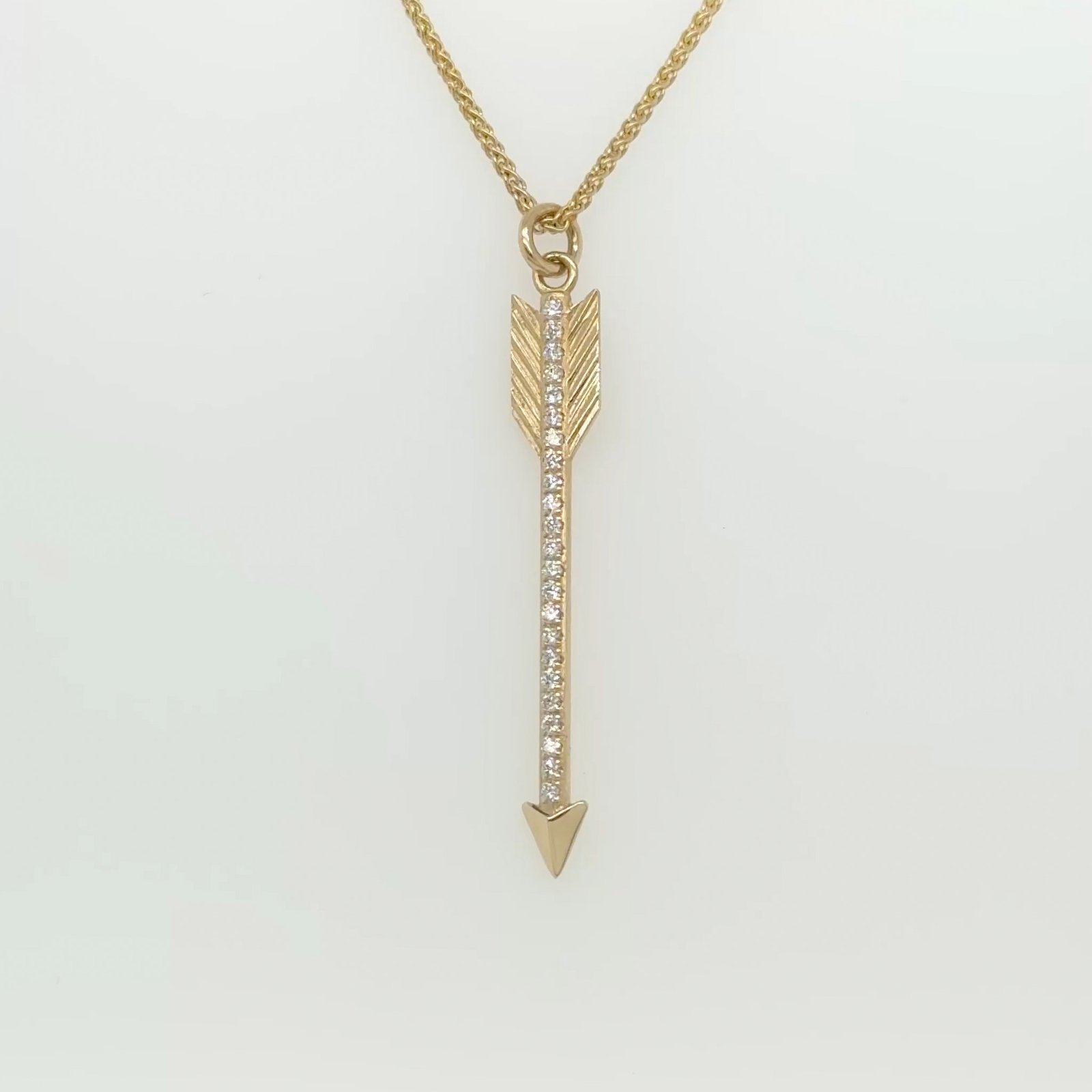 14K Diamond Arrow Charm Pendant