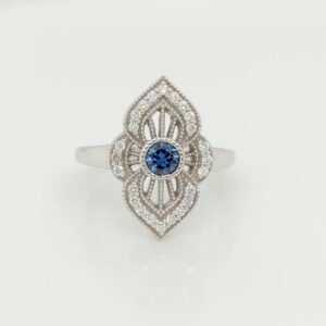 14K Montana Sapphire & Diamond Vintage Ring