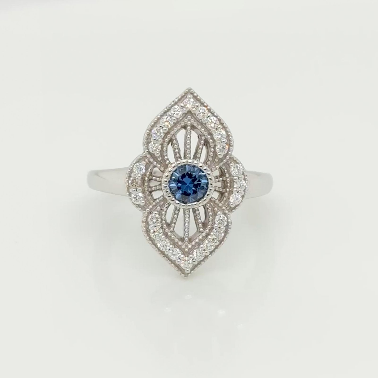 14K Montana Sapphire & Diamond Vintage Ring