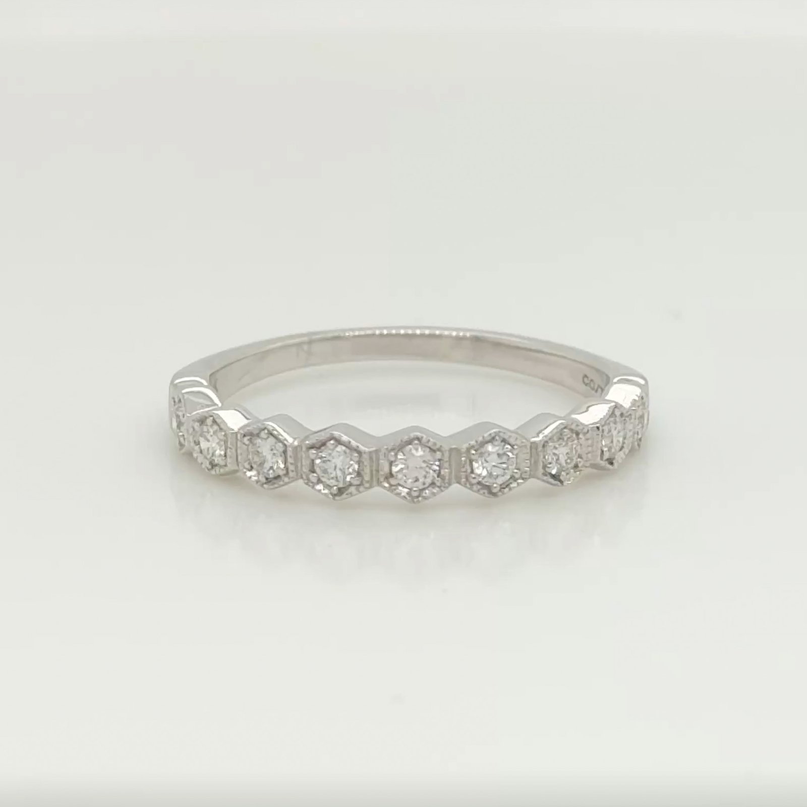 14K Hexagon Diamond Band