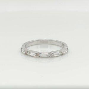 14K Baguette Diamond Milgrain Bezel Band