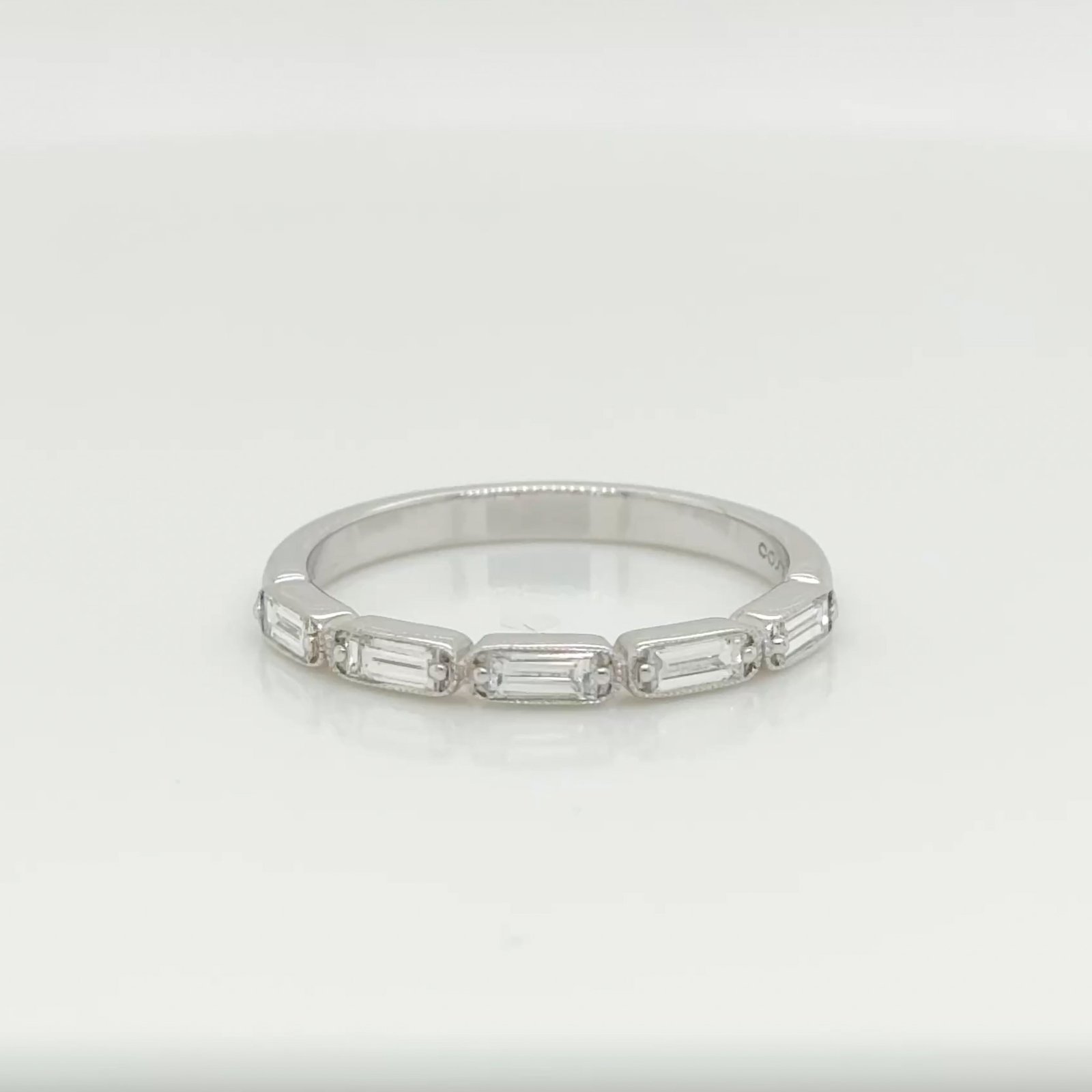 14K Baguette Diamond Milgrain Bezel Band