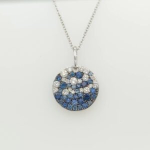 14K Sapphire & Diamond Pavé Round Pendant