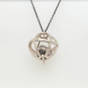 One of a Kind, 14K Caged Black Diamond Pendant