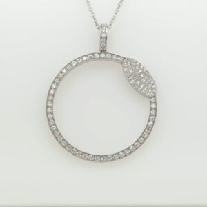 Platinum/14K Pavé Diamond Open Circle Pendant