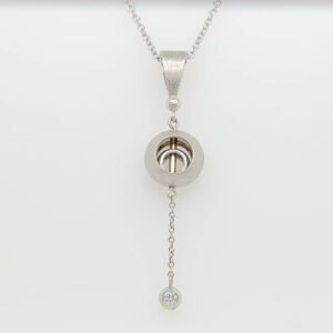 14K White Gold Textured Bead Diamond Pendant