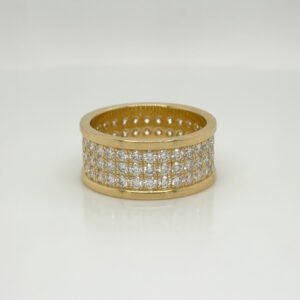 18K Wide Pavé Diamond Band with Edges