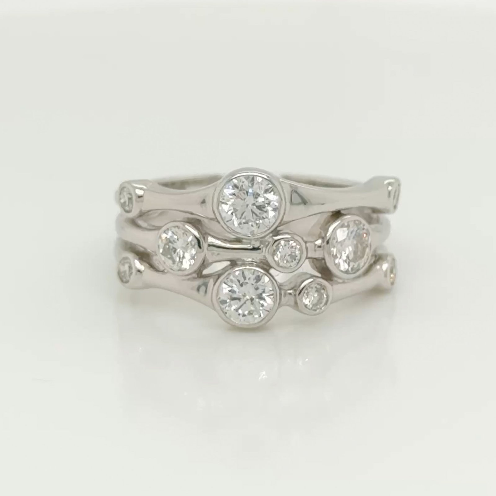 14K Bezel Set Diamond Stacked Band