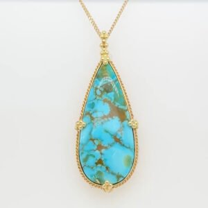 18K Turquoise Pear Shaped Pendant with Chain