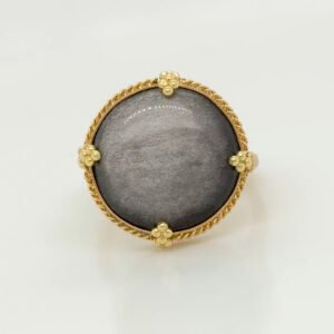 18K Obsidian Round Ring