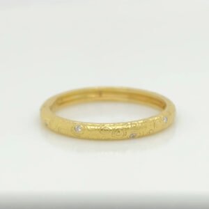 18K Textured Diamond Accented Band