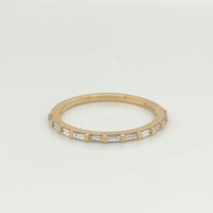 14K Dainty Floating Baguette Diamond Band
