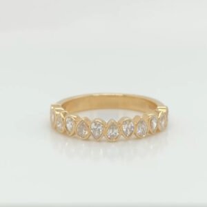 14K Pear Shaped Diamond Bezel Set Band