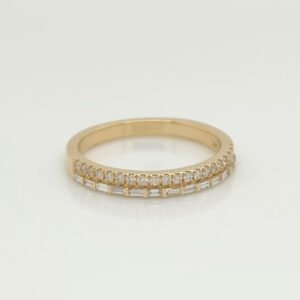14K Baguette & Round Stacked Diamond Band