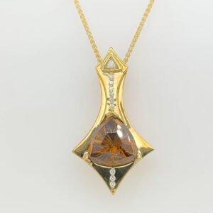 One of a Kind, 18K Sphene & Diamond Pendant