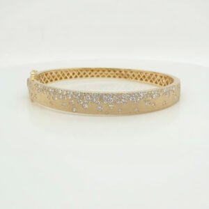 14K Diamond Confetti Hinged Bangle- Yellow Gold