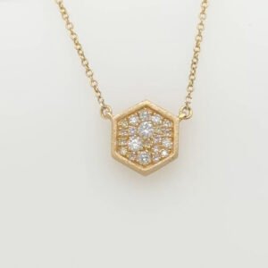 14K Hexagon Pavé Diamond Necklace