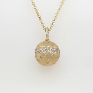 14K Confetti Diamond 3D Globe Pendant