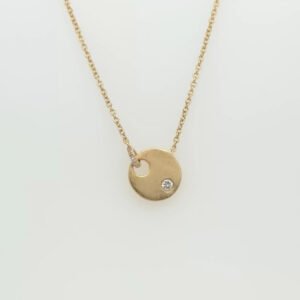 14K Diamond Accented Suspended Disc Necklace
