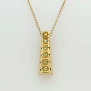 One of a Kind, 18K Yellow Diamond Geometric Bar Pendant