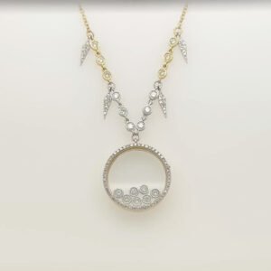 14K Shaker Diamond Necklace with Charm Accented Chain