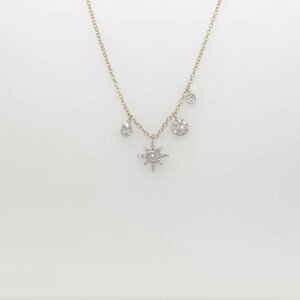 14K Dainty Diamond Star & Disc Charm Necklace