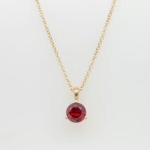 14K Garnet Classic Solitaire Pendant