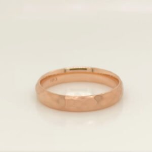 14K Hammered & Brushed Domed Band